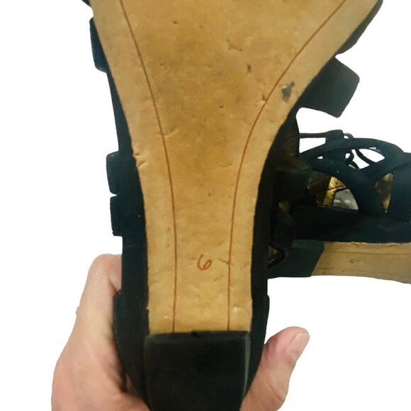 SAM EDELMAN Sandals Size 6 Black Dawson Suede Strap Gladiator Greek Open Toe s-4 - Picture 12 of 13